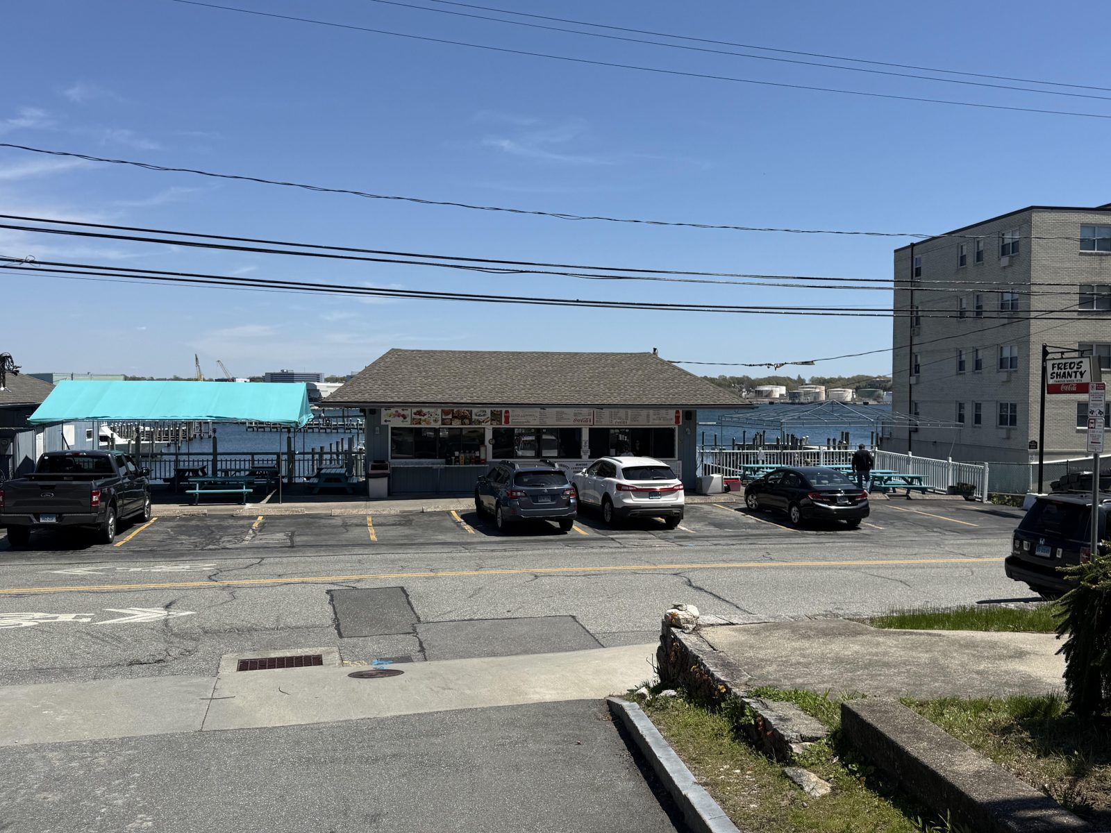 Fred's Shanty, right on the water